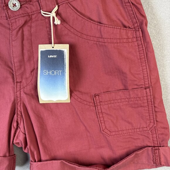 NWT Levi's Shorts Misses Size 8 Mid Rise Stretch Cuffed Cotton Cargo Denim W32 - Picture 2 of 14
